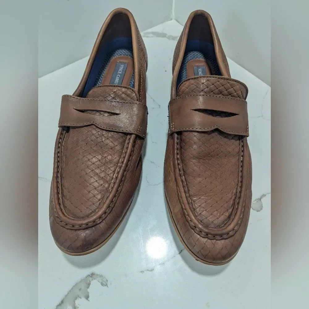 Vince Camuto Men's Garwin leather chocolate brown Loafers shoes oxford dress 12